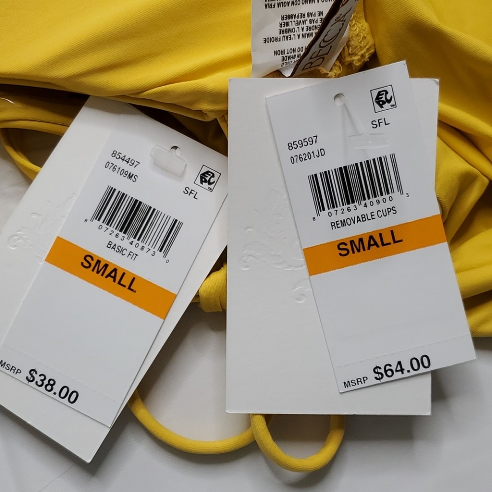Becca 2 piece bikini NWT. golden yellow size S - Picture 9 of 9